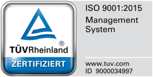 TÜV Rheinland zertifiziert - ISO 9001:2015 Management System